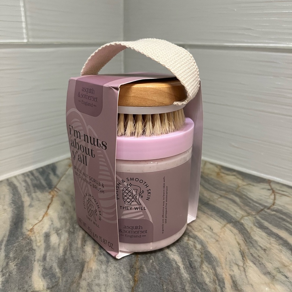 asquith & Somerset Brazil Nut Scrub And Exfoliating Brush Gift Set. NWT